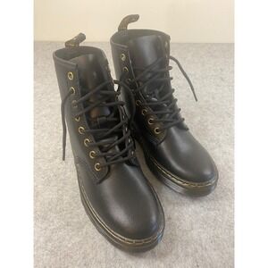 Dr Martens Zavala Black Leather Combat Moto Boots Women's‎ Size 5 **NWOT
